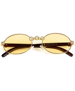 Oval Vintage Diamond Sunglasses Oval Glasses Women Small Retro Hip Hop Glasses Retro Sunglass Luxury Female Eyewear - C118ZSE...