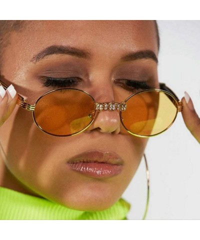 Oval Vintage Diamond Sunglasses Oval Glasses Women Small Retro Hip Hop Glasses Retro Sunglass Luxury Female Eyewear - C118ZSE...