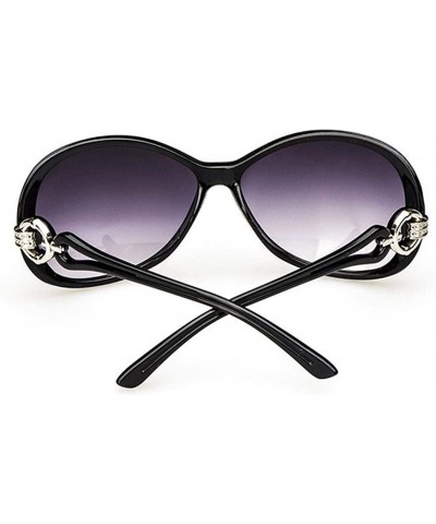 Oval UV400 Sunglasses for Women Vintage Big Frame Sun Glasses Ladies Shades - Black - CS196MDKK7Z $10.28