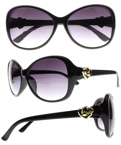 Oversized Womens Love Patterns Bifocal Tinted Reading Glasses UV400 Protect Sunglasses Readers - Black - C318EIGXSMG $15.98