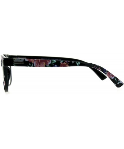 Rectangular Womens Flower Print Plastic Horn Rim Reading Glasses - Pink Blue Grey - CX18D90CDSL $10.37