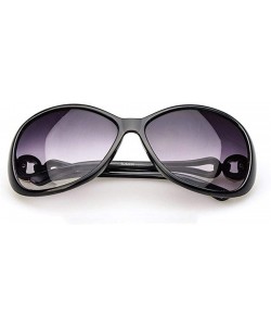 Oval UV400 Sunglasses for Women Vintage Big Frame Sun Glasses Ladies Shades - Black - CS196MDKK7Z $10.28