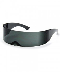 Wrap Futuristic Shield Sunglasses Monoblock Cyclops 100% UV400 - Black - C311NX2VIQJ $15.42