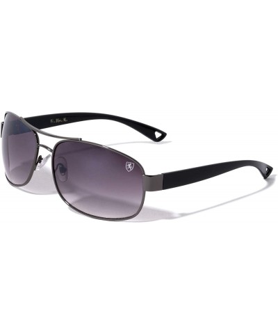 Oval Temple Ear Triangle Plastic Cut Classic Oval Aviator Sunglasses - Smoke Gunmetal - CT190ER3M9N $38.25