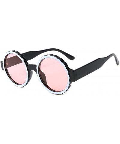 Semi-rimless Fashion Women's Frame Mask Round Integrated Sunglasses Gas Glasses - Pink - CI18SDE8YCO $8.49