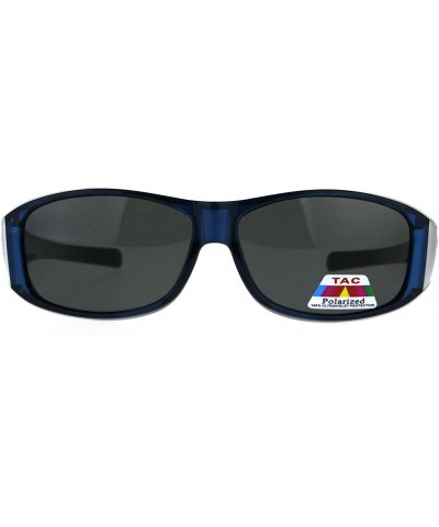 Rectangular Polarized Anti-glare Lens Classic Minimal Mod Fit Over Sunglasses - Blue - CZ1876OERN7 $15.48