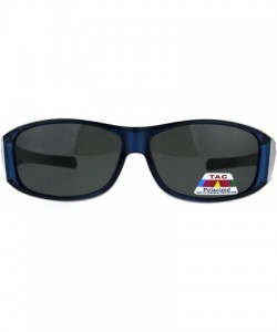 Rectangular Polarized Anti-glare Lens Classic Minimal Mod Fit Over Sunglasses - Blue - CZ1876OERN7 $15.48