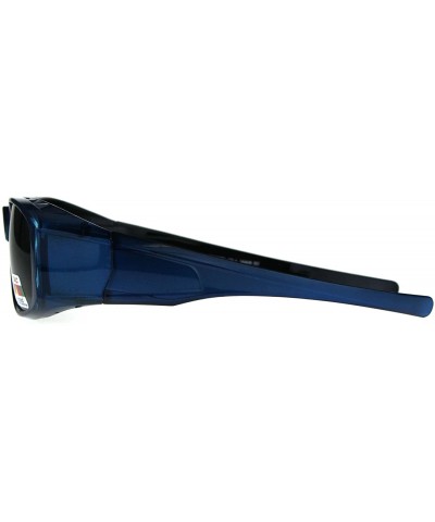 Rectangular Polarized Anti-glare Lens Classic Minimal Mod Fit Over Sunglasses - Blue - CZ1876OERN7 $15.48