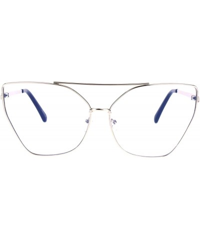 Butterfly Womens Clear Lens Glasses Oversized Fashion Square Butterfly Metal Frame - Silver - C7186HX6XC3 $23.36