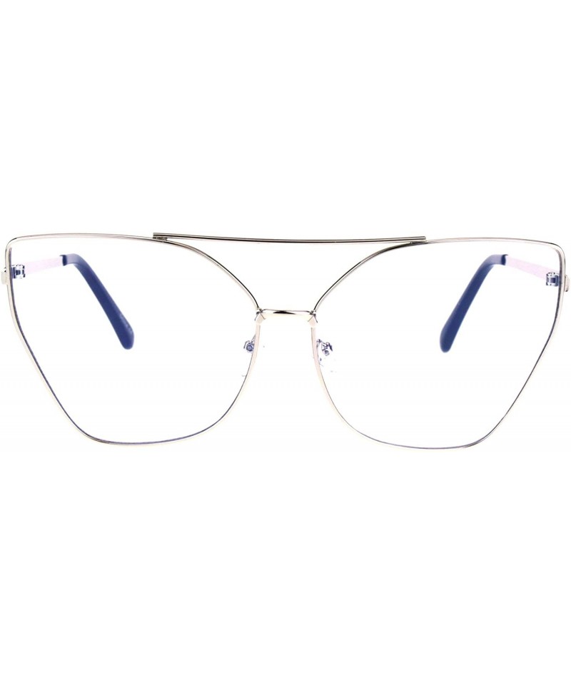 Butterfly Womens Clear Lens Glasses Oversized Fashion Square Butterfly Metal Frame - Silver - C7186HX6XC3 $21.39