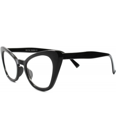 Cat Eye Classic Vintage Retro Fashion Elegant Pointy Cat Eye Lens Glasses - Black - CQ189774N35 $26.40