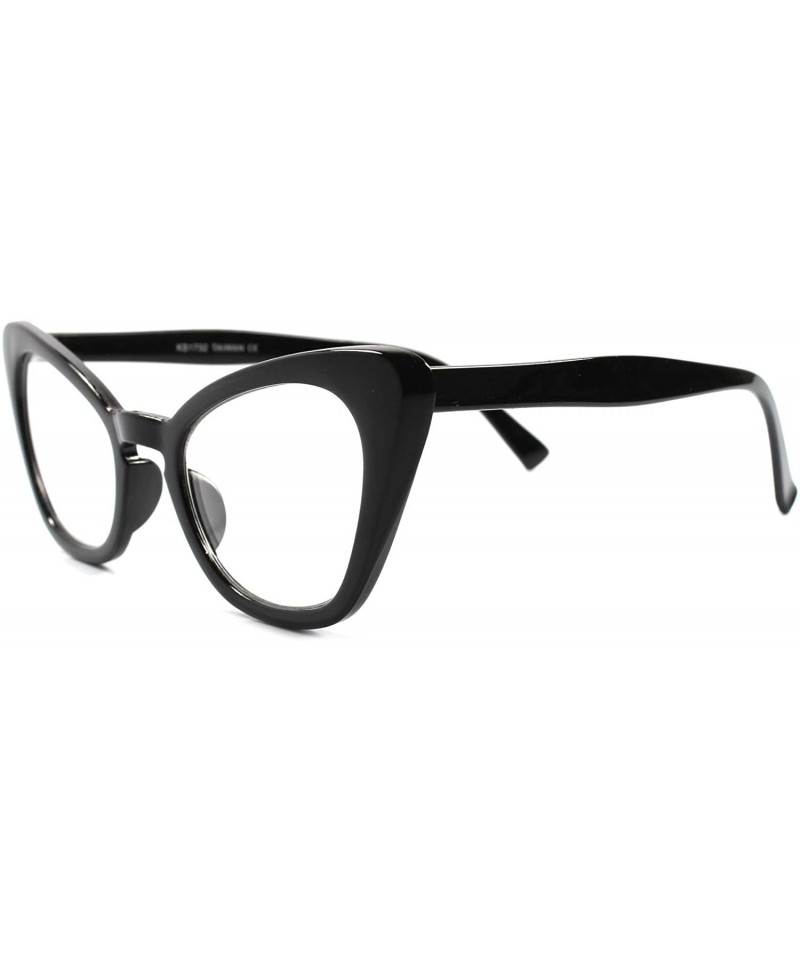 Cat Eye Classic Vintage Retro Fashion Elegant Pointy Cat Eye Lens Glasses - Black - CQ189774N35 $9.41