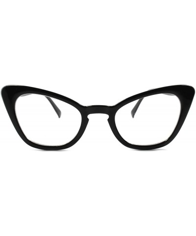 Cat Eye Classic Vintage Retro Fashion Elegant Pointy Cat Eye Lens Glasses - Black - CQ189774N35 $9.41