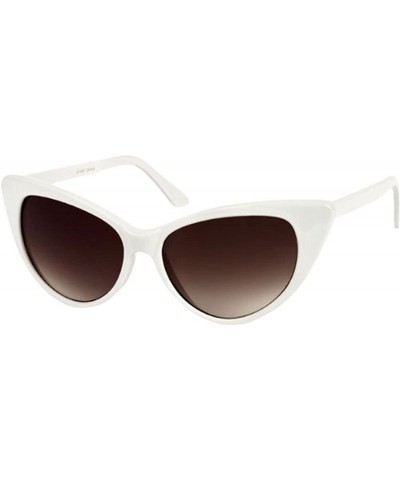 Cat Eye Sunglass Warehouse Victoria 1272 White Frame with Smoke Lenses Womens Cat Eye Sunglasses - CW11V7BMKQZ $13.46