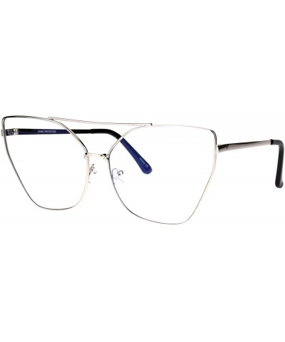 Butterfly Womens Clear Lens Glasses Oversized Fashion Square Butterfly Metal Frame - Silver - C7186HX6XC3 $21.39
