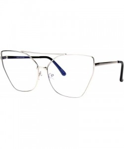 Butterfly Womens Clear Lens Glasses Oversized Fashion Square Butterfly Metal Frame - Silver - C7186HX6XC3 $21.39