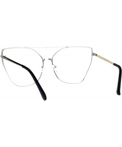 Butterfly Womens Clear Lens Glasses Oversized Fashion Square Butterfly Metal Frame - Silver - C7186HX6XC3 $21.39