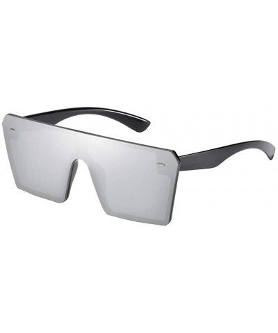 Oversized Rectangle Sunglasses Outdoor Oversized Frames Tinted Lens UV 400 Eyewear Shades - Silver - C7190C4S5WE $12.46