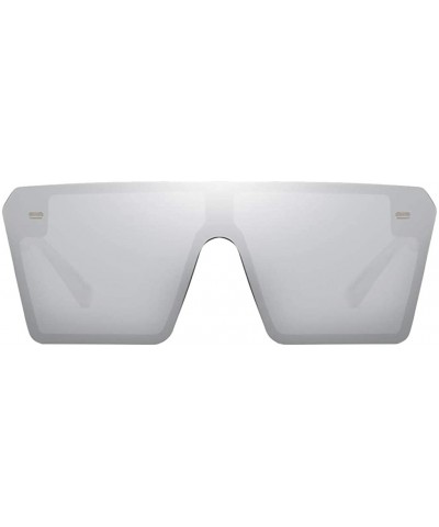 Oversized Rectangle Sunglasses Outdoor Oversized Frames Tinted Lens UV 400 Eyewear Shades - Silver - C7190C4S5WE $12.46