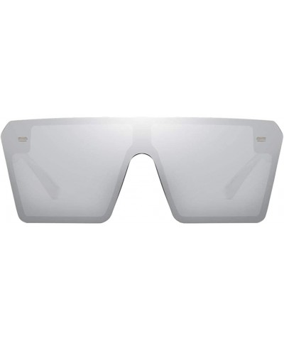 Oversized Rectangle Sunglasses Outdoor Oversized Frames Tinted Lens UV 400 Eyewear Shades - Silver - C7190C4S5WE $12.46