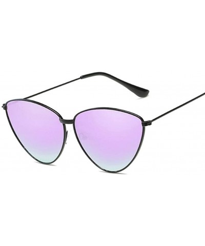Cat Eye Women Metal Frame Cat Eye Sunglasses UV400 Mirror Sun Glasses Female Vintage Eyewear - Silverblue - CF199G9A982 $8.19
