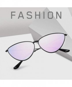 Cat Eye Women Metal Frame Cat Eye Sunglasses UV400 Mirror Sun Glasses Female Vintage Eyewear - Silverblue - CF199G9A982 $8.19