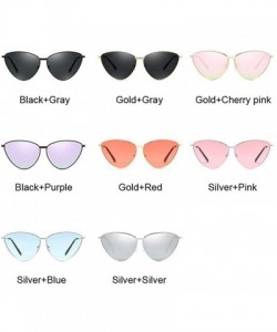 Cat Eye Women Metal Frame Cat Eye Sunglasses UV400 Mirror Sun Glasses Female Vintage Eyewear - Silverblue - CF199G9A982 $8.19