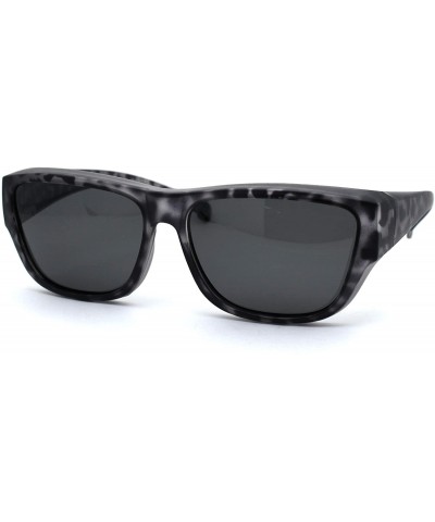 Rectangular Anti-reflective Polarized Lens Fit Over Rectangular Plastic Sunglasses - Slate Tortoise Black - C418ZTAO7D7 $30.25