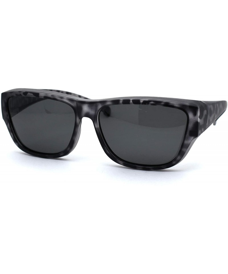 Rectangular Anti-reflective Polarized Lens Fit Over Rectangular Plastic Sunglasses - Slate Tortoise Black - C418ZTAO7D7 $17.49