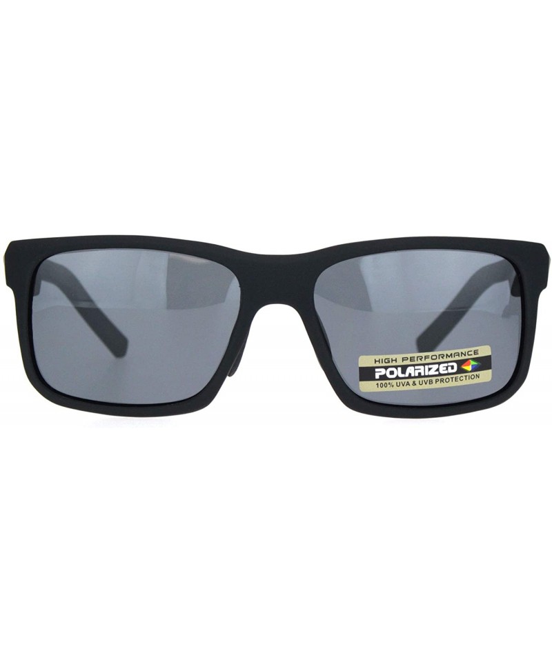 Rectangular Polarized Mens Luxury Designer Rectangular Sport Sunglasses - Matte Black Black - CG18NDNYTGI $23.20