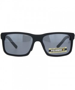 Rectangular Polarized Mens Luxury Designer Rectangular Sport Sunglasses - Matte Black Black - CG18NDNYTGI $23.20