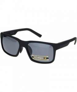 Rectangular Polarized Mens Luxury Designer Rectangular Sport Sunglasses - Matte Black Black - CG18NDNYTGI $23.20