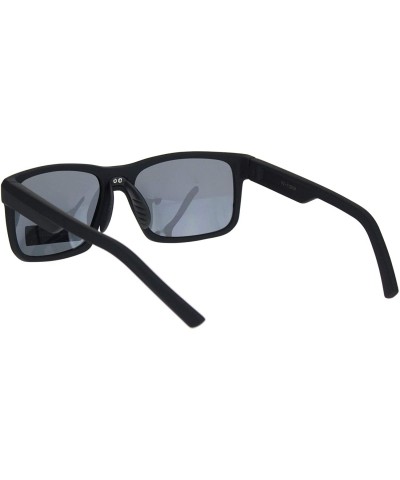 Rectangular Polarized Mens Luxury Designer Rectangular Sport Sunglasses - Matte Black Black - CG18NDNYTGI $23.20