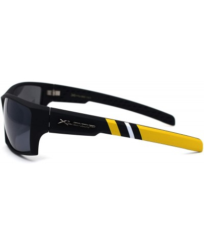 Sport Rubberized Matte Aerodynamic Squared Geometric Sport Sunglasses - Black Yellow - CN195UDZ3SI $13.56