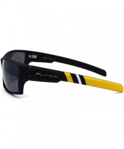 Sport Rubberized Matte Aerodynamic Squared Geometric Sport Sunglasses - Black Yellow - CN195UDZ3SI $13.56
