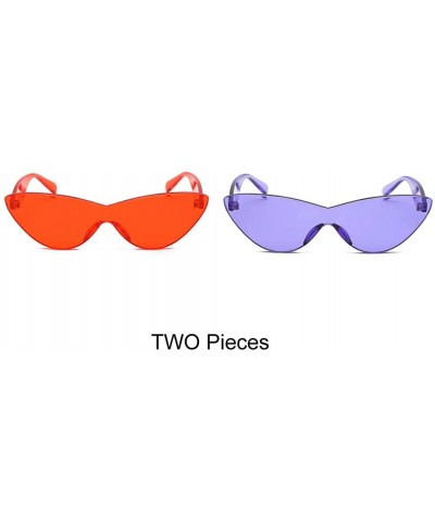 Cat Eye One Piece Lens Sunglasses Women Candy Color Cat Eye Sun Glasses for Ladies Gift - Red and Purple - CE18KMM0HTR $10.59