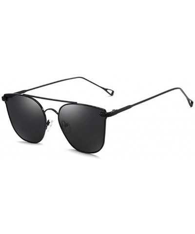 Goggle Anti-UVA - UVB of Women's Metal Color Film Sunglasses - Black Frame Grey Lens - CL18XW23DCS $57.72