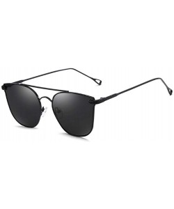 Goggle Anti-UVA - UVB of Women's Metal Color Film Sunglasses - Black Frame Grey Lens - CL18XW23DCS $27.84
