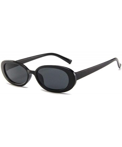 Oval Women Fashion Unique Sun Glasses Oval Shape Frame Sunglasses Sunglasses - Black Gray - C318S6R5YEG $18.80