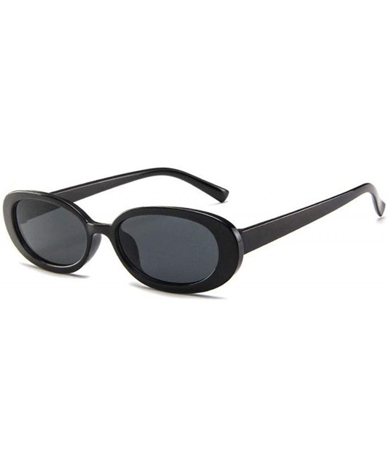 Oval Women Fashion Unique Sun Glasses Oval Shape Frame Sunglasses Sunglasses - Black Gray - C318S6R5YEG $9.72