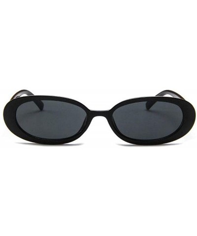 Oval Women Fashion Unique Sun Glasses Oval Shape Frame Sunglasses Sunglasses - Black Gray - C318S6R5YEG $9.72