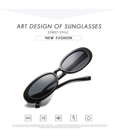 Oval Women Fashion Unique Sun Glasses Oval Shape Frame Sunglasses Sunglasses - Black Gray - C318S6R5YEG $9.72