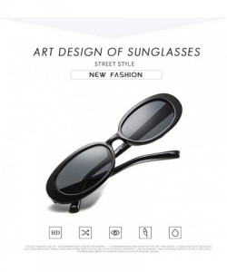 Oval Women Fashion Unique Sun Glasses Oval Shape Frame Sunglasses Sunglasses - Black Gray - C318S6R5YEG $15.99