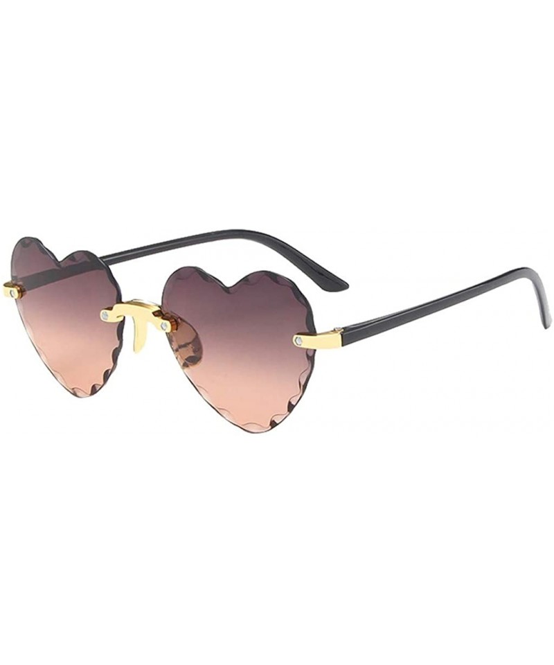 Oversized Heart Shaped Sunglasses for Women Fashion Casual Polarized Vintage Retro Cat Eye Frameless Sun Glasses - A - CZ190O...