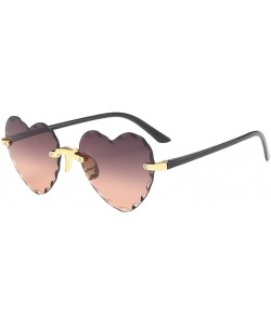 Oversized Heart Shaped Sunglasses for Women Fashion Casual Polarized Vintage Retro Cat Eye Frameless Sun Glasses - A - CZ190O...