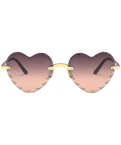 Oversized Heart Shaped Sunglasses for Women Fashion Casual Polarized Vintage Retro Cat Eye Frameless Sun Glasses - A - CZ190O...