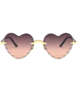 Oversized Heart Shaped Sunglasses for Women Fashion Casual Polarized Vintage Retro Cat Eye Frameless Sun Glasses - A - CZ190O...