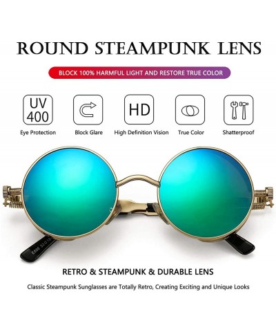 Round Round Steampunk Sunglasses for Men Women Gothic Glasses John Lennon Style Metal Frame 100% UV Blocking Lens - CQ19DIDR0...