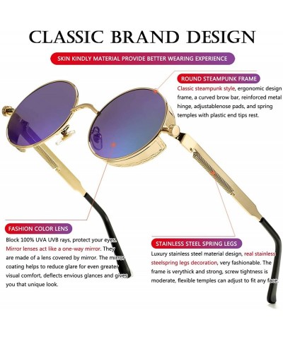 Round Round Steampunk Sunglasses for Men Women Gothic Glasses John Lennon Style Metal Frame 100% UV Blocking Lens - CQ19DIDR0...