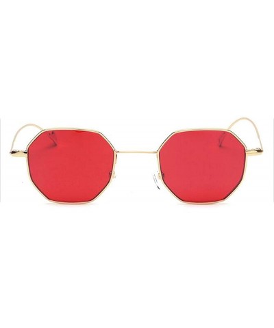 Oval Blue Yellow Red Tinted Sunglasses Women Small Frame PolygonVintage Sun Glasses Men Retro - Clear Red - C0197Y779A2 $37.14